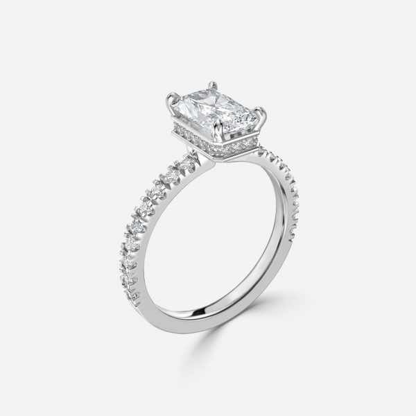 Radiant Hidden Halo Engagement Ring