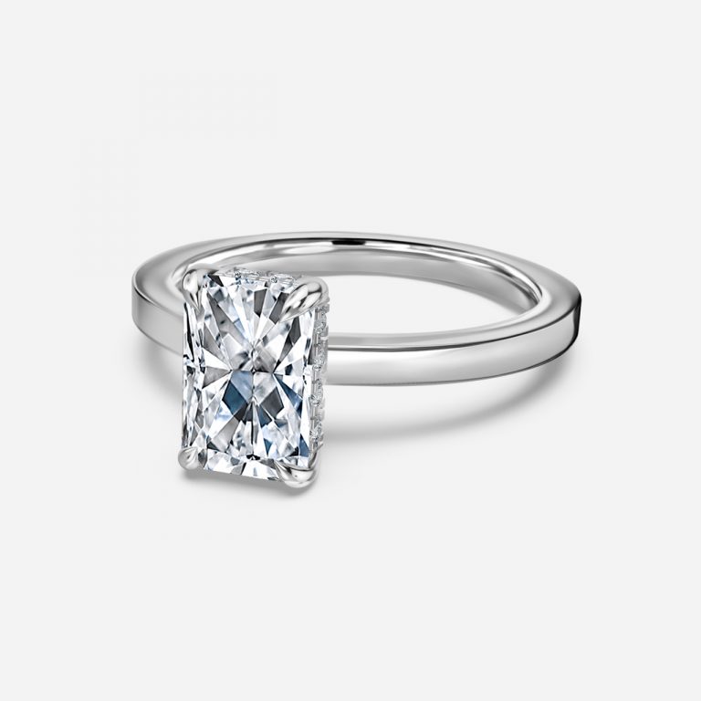 Radiant Hidden Halo Engagement Ring