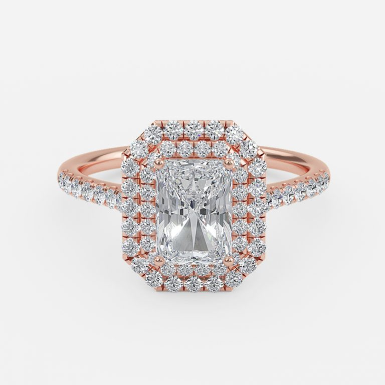 Radiant Double Halo Engagement Ring