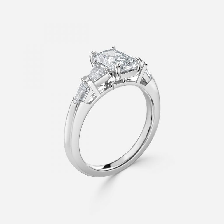 Radiant Three Stone Engagement Ring