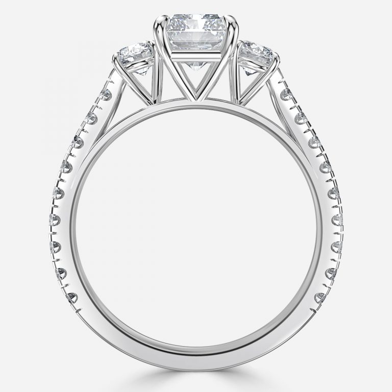 Radiant Three Stone Engagement Ring