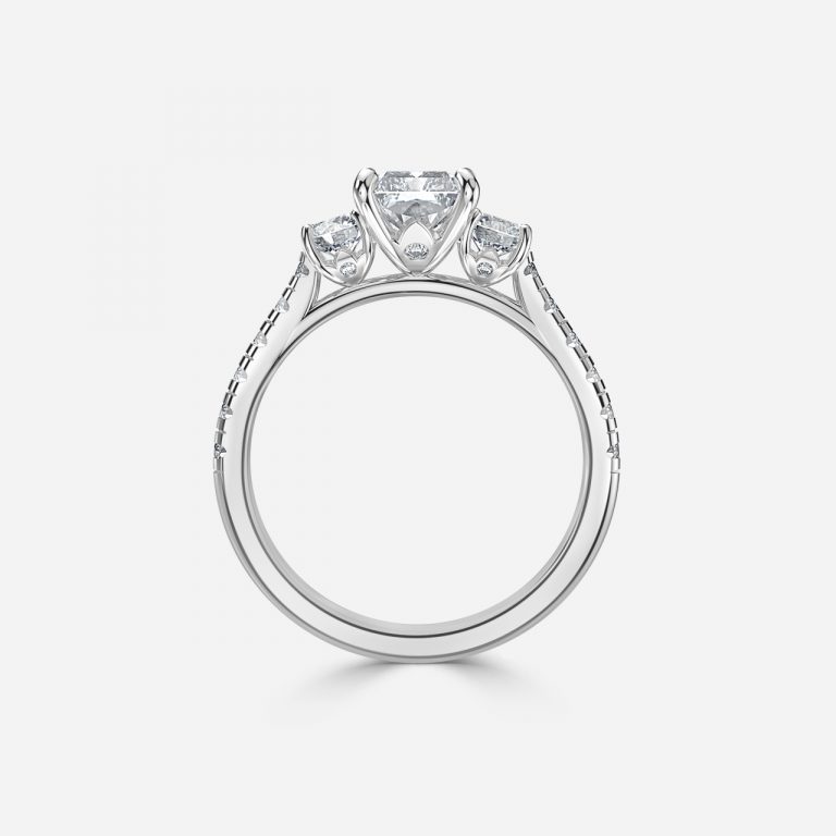 Radiant Three Stone Engagement Ring
