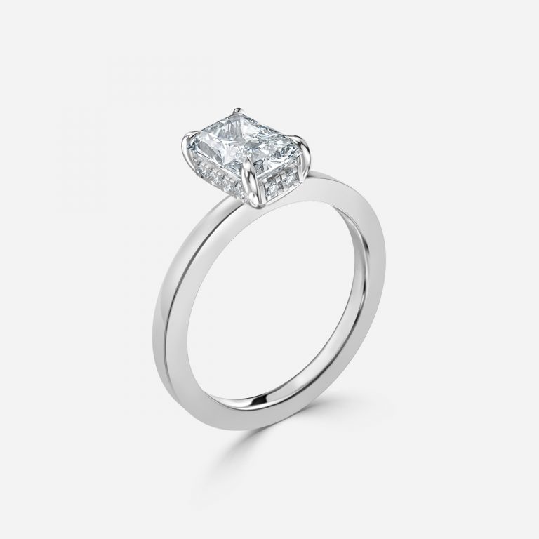 Radiant Hidden Halo Engagement Ring
