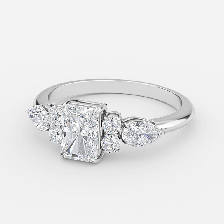 Radiant Three Stone Engagement Ring