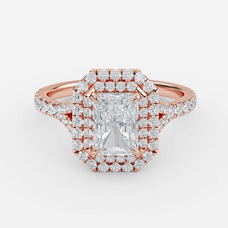 Radiant Double Halo Engagement Ring