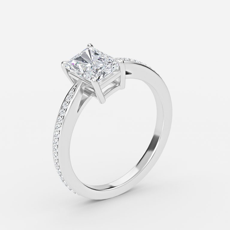 Radiant Diamond Band Engagement Ring