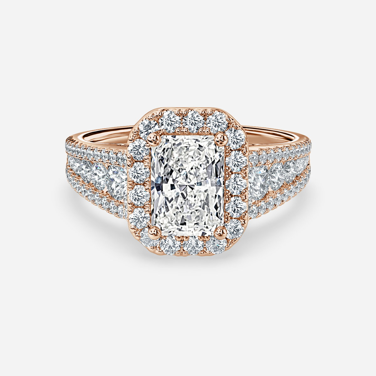 Radiant Halo Engagement Ring