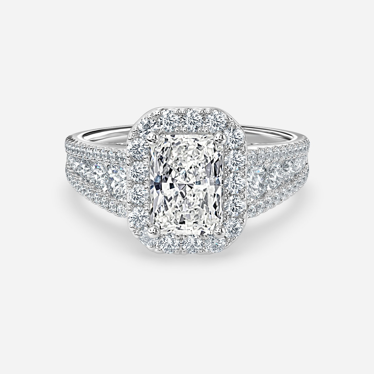 Radiant Halo Engagement Ring
