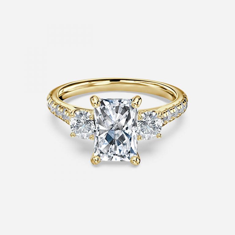 Radiant Three Stone Engagement Ring