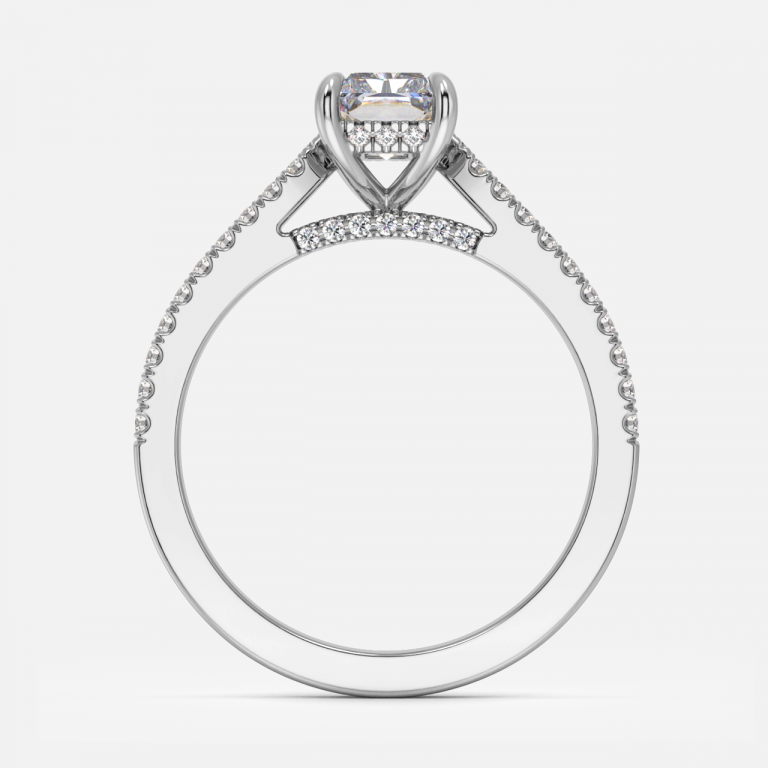 Radiant Hidden Halo Engagement Ring