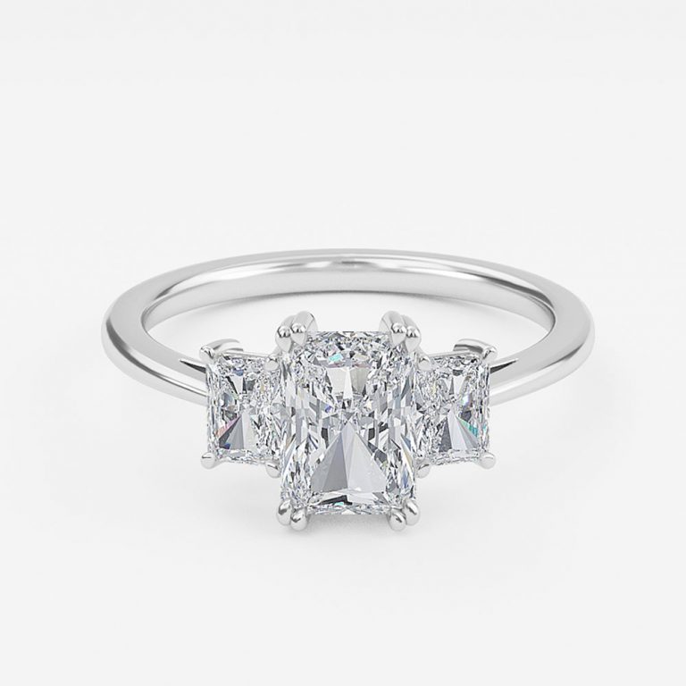 Radiant Three Stone Engagement Ring