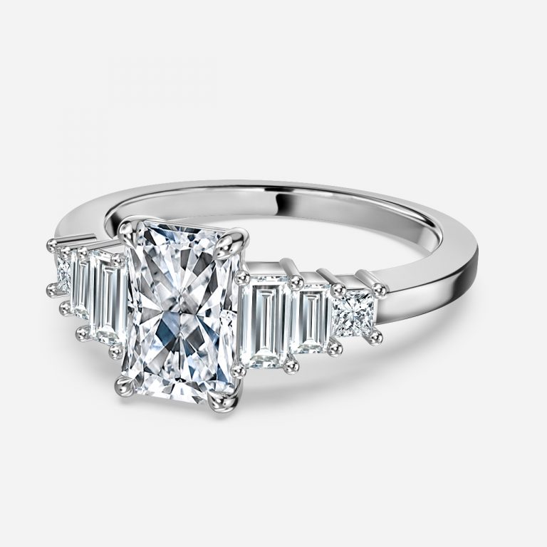 Radiant Three Stone Engagement Ring