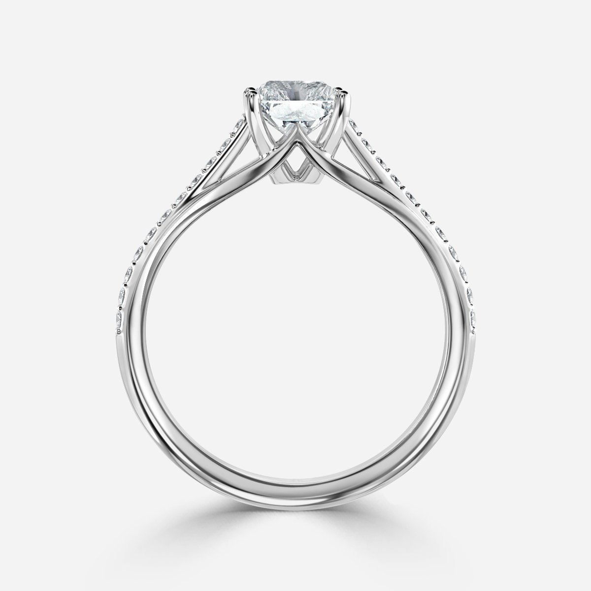 Radiant Diamond Band Engagement Ring