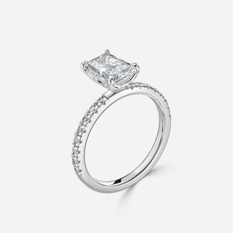 Radiant Diamond Band Engagement Ring