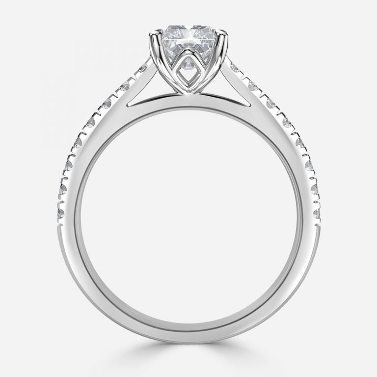 Radiant Diamond Band Engagement Ring