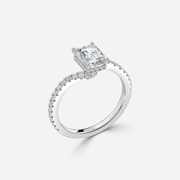 Radiant Hidden Halo Engagement Ring