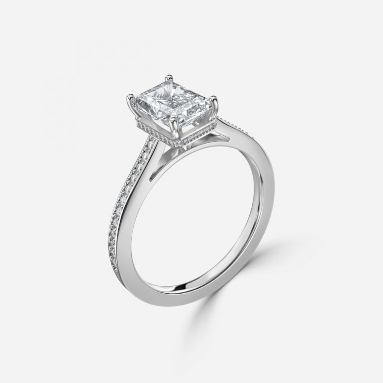 Radiant Hidden Halo Engagement Ring