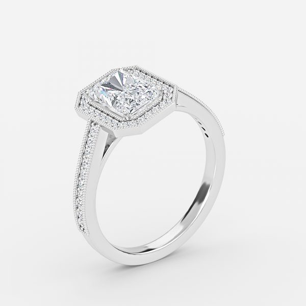 Radiant Halo Engagement Ring