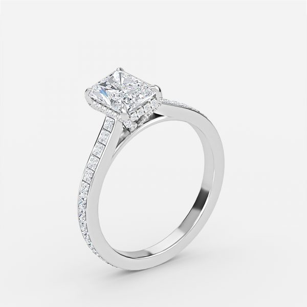Radiant Hidden Halo Engagement Ring