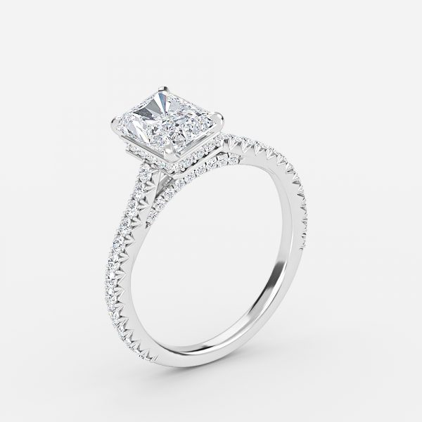Radiant Hidden Halo Engagement Ring