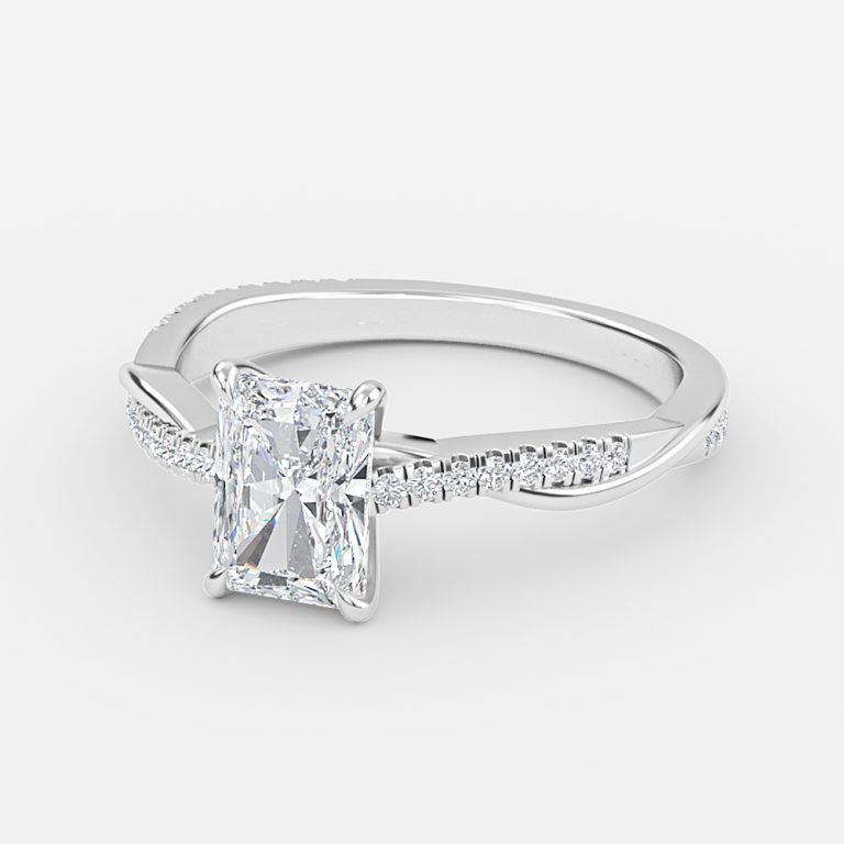 Radiant Diamond Band Engagement Ring
