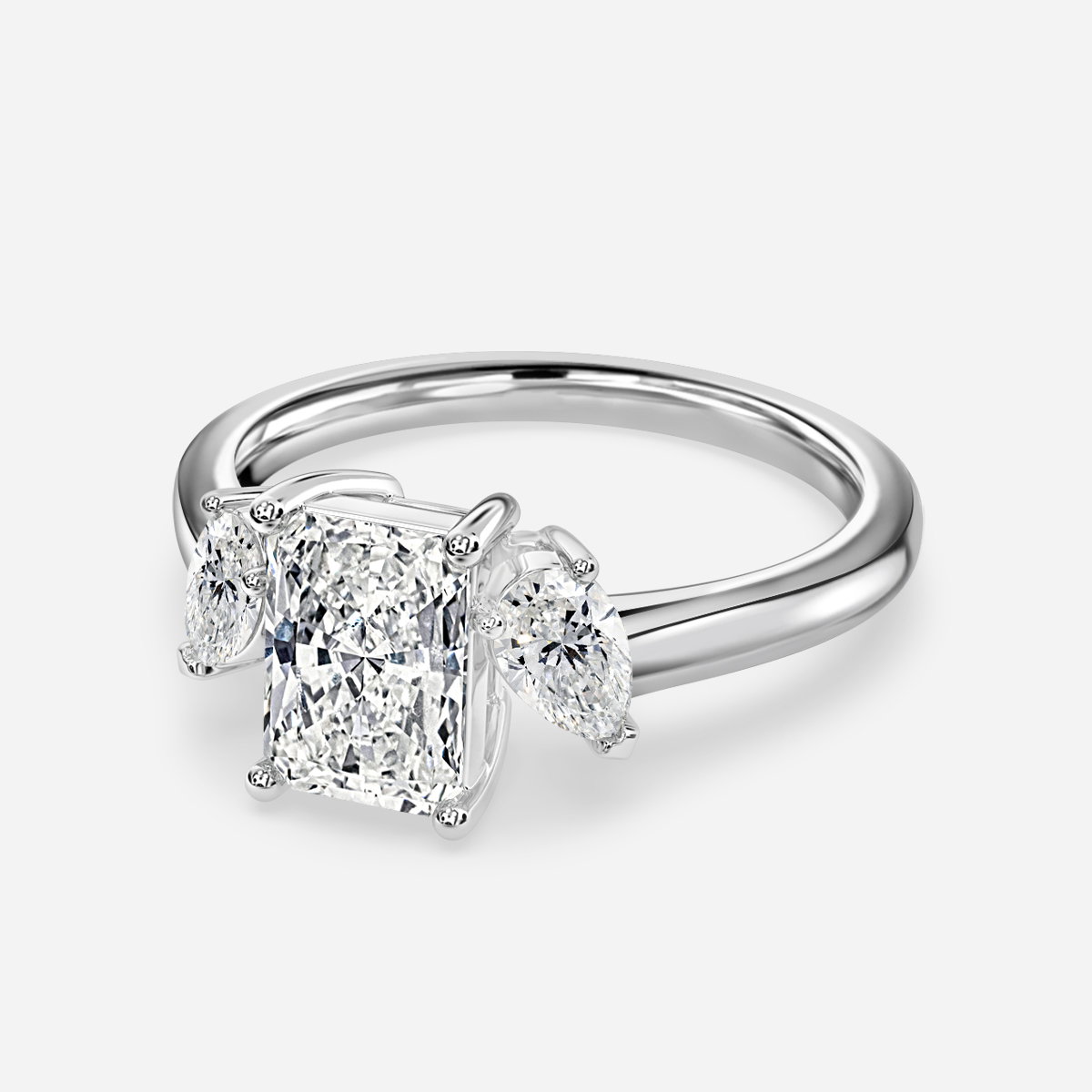 Radiant Three Stone Engagement Ring