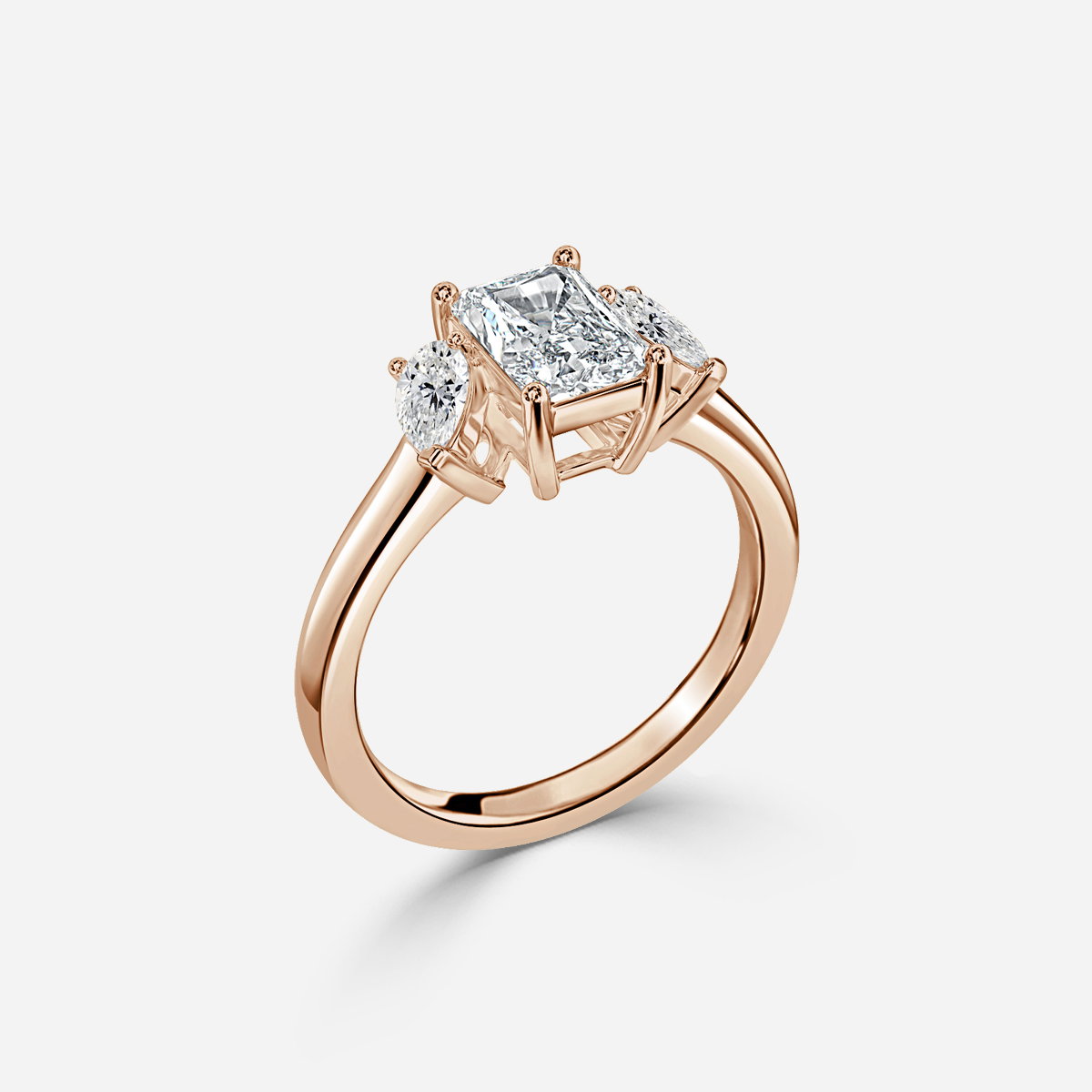Radiant Three Stone Engagement Ring