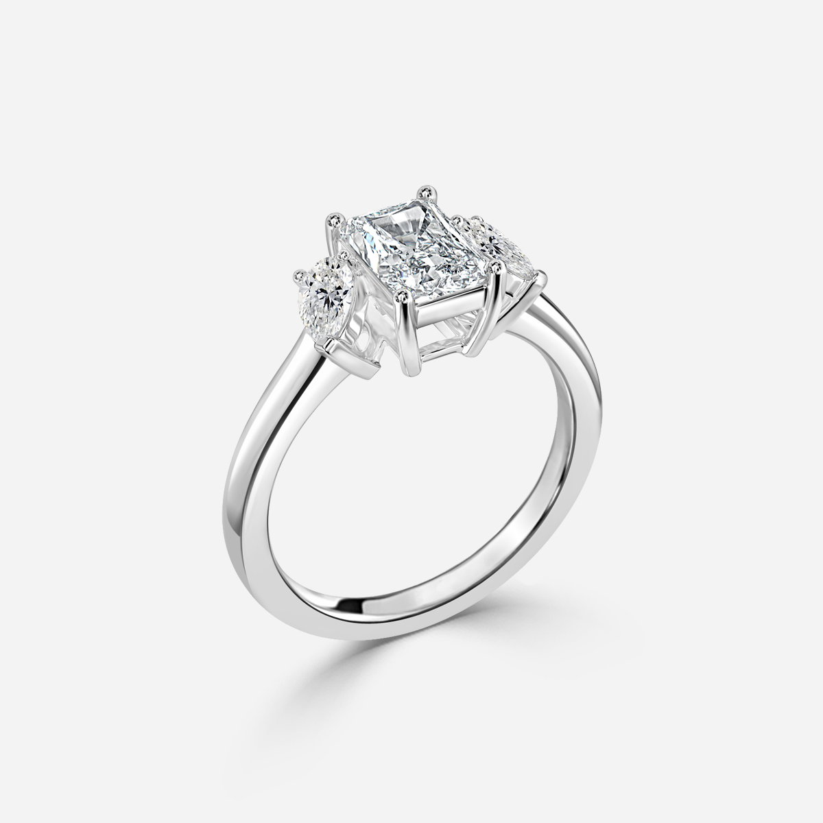 Radiant Three Stone Engagement Ring