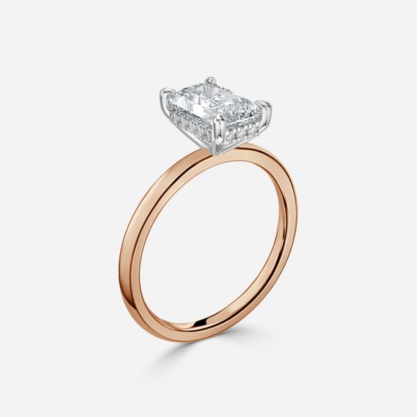 Radiant Hidden Halo Engagement Ring