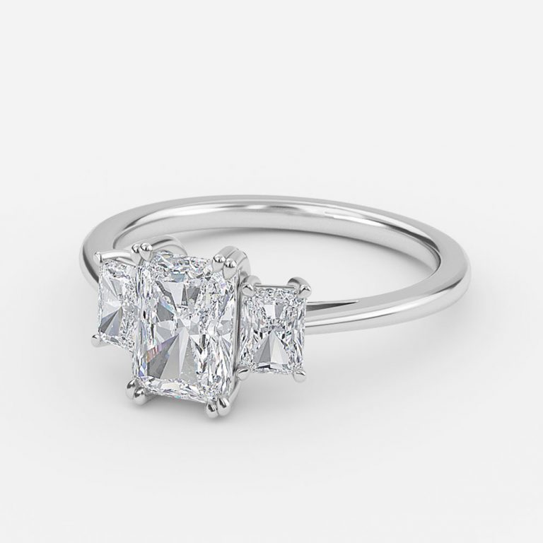 Radiant Three Stone Engagement Ring