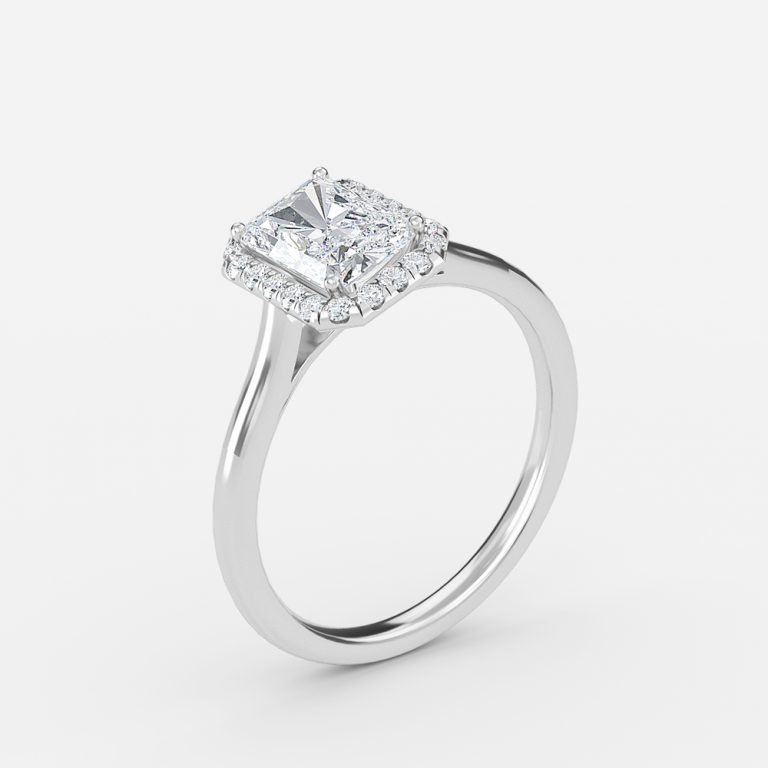 Radiant Halo Engagement Ring
