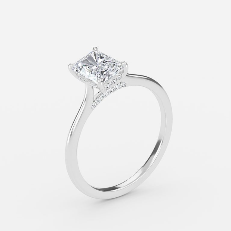 Radiant Hidden Halo Engagement Ring