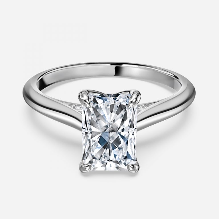 Radiant Hidden Halo Engagement Ring