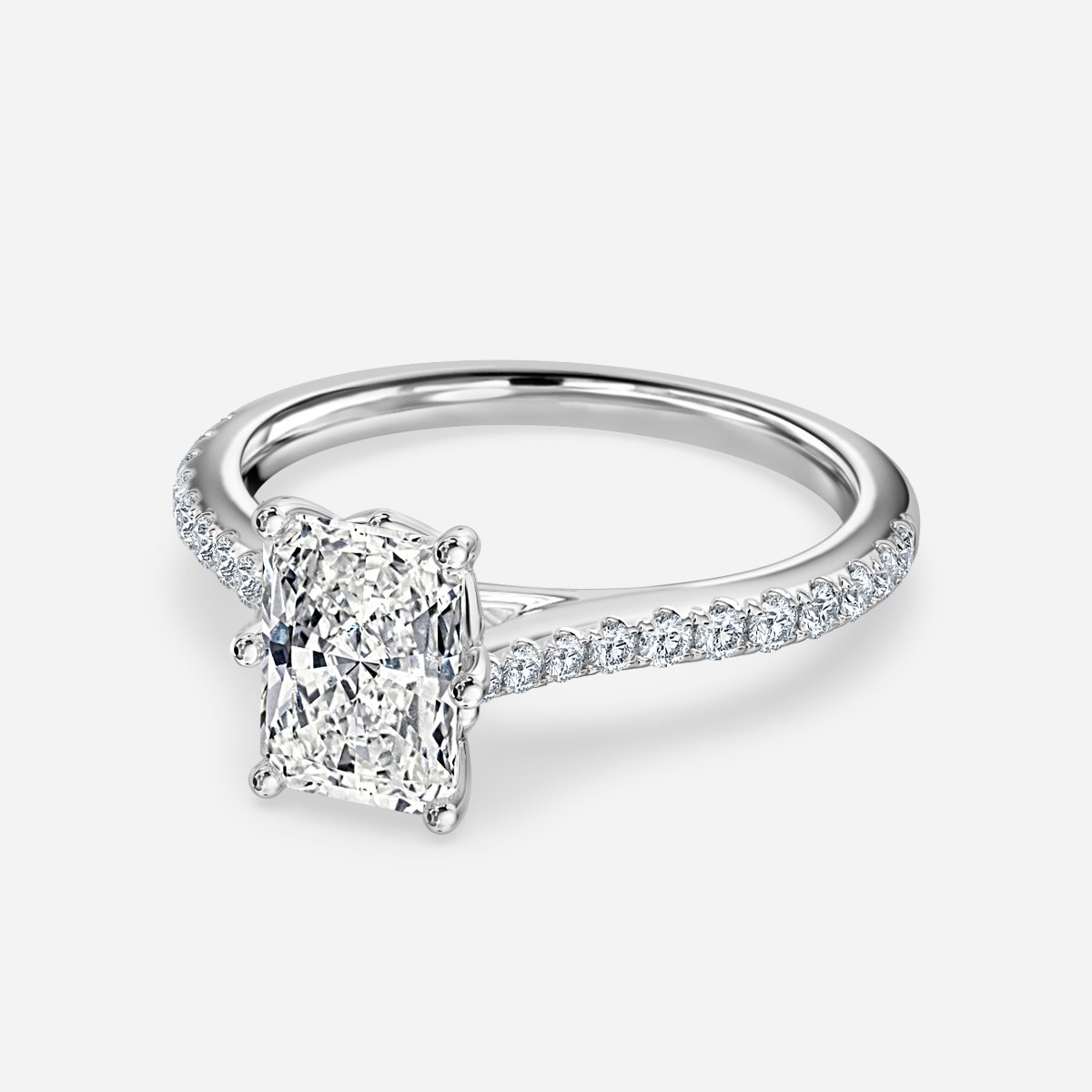 Radiant Diamond Band Engagement Ring