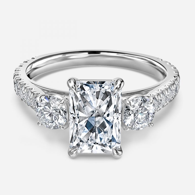 Radiant Three Stone Engagement Ring