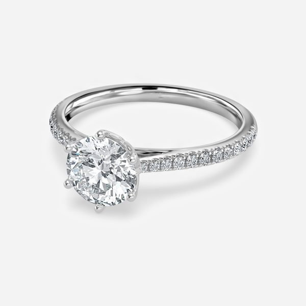 Round Diamond Band Engagement Ring