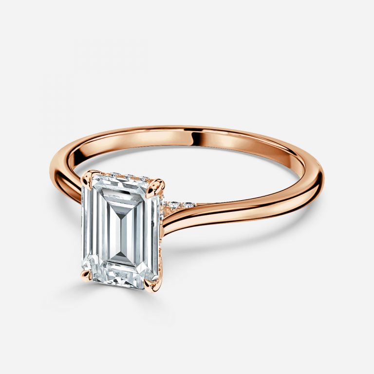 Emerald Hidden Halo Engagement Ring