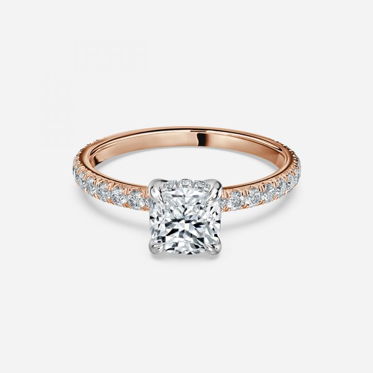 Cushion Hidden Halo Engagement Ring