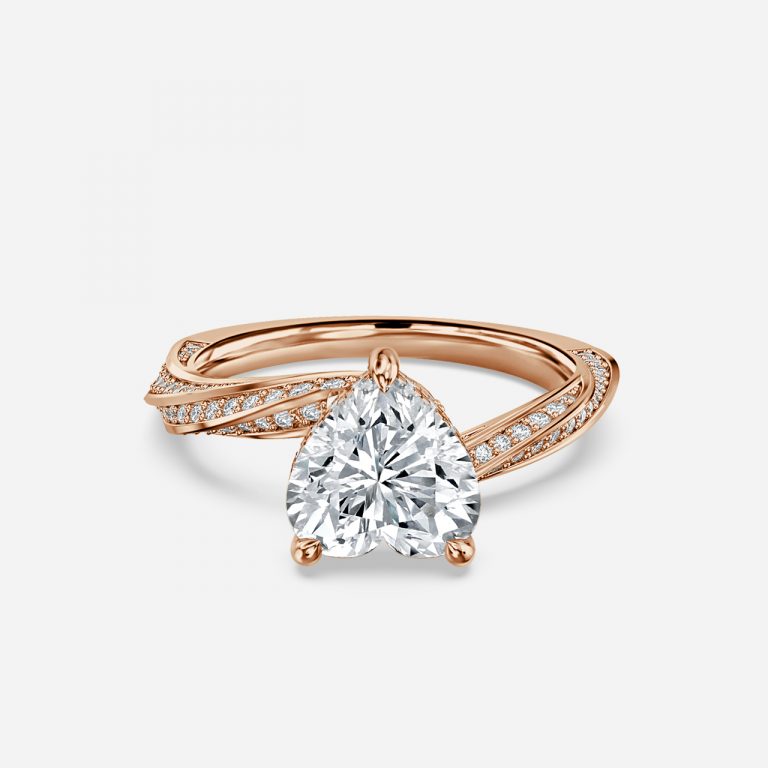 Heart Hidden Halo Engagement Ring