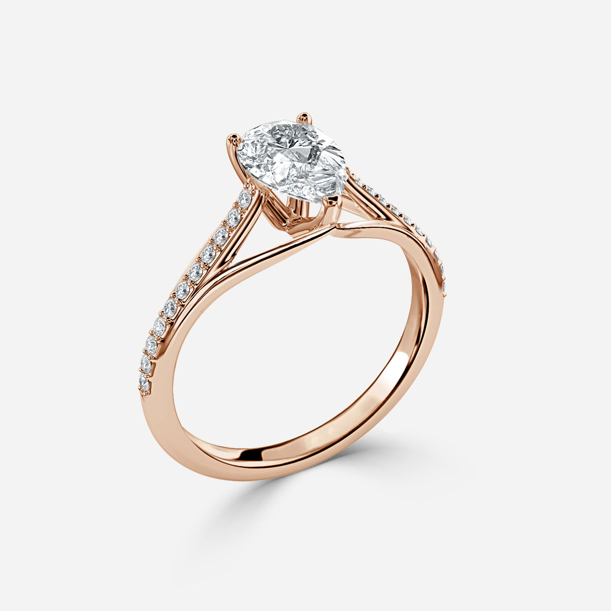 Pear Diamond Band Engagement Ring