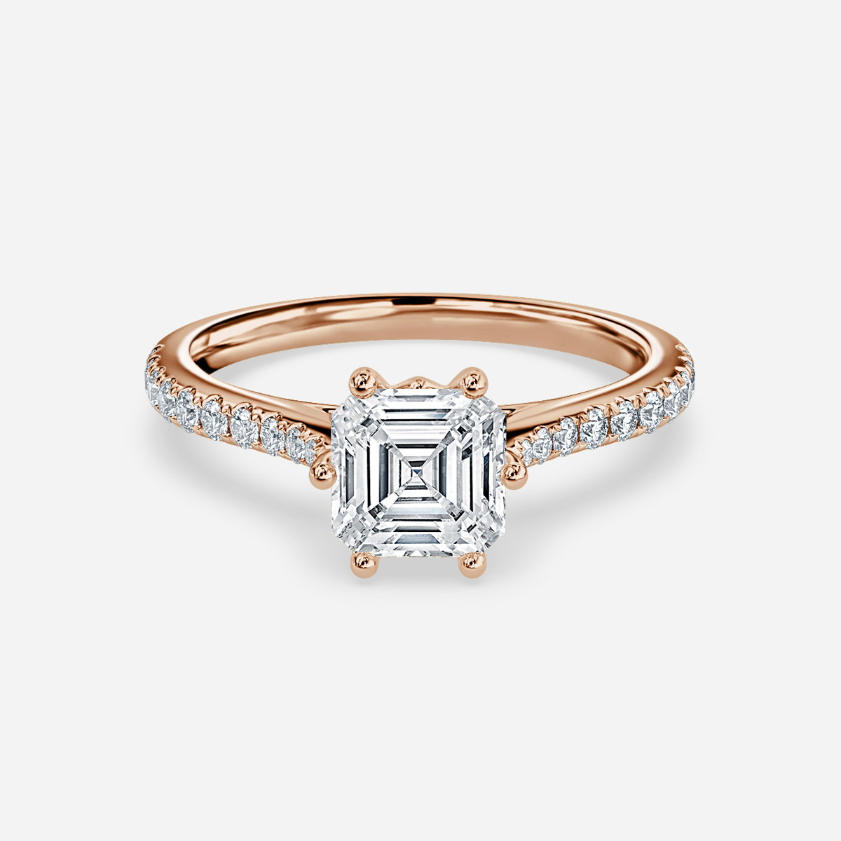 Asscher Diamond Band Engagement Ring