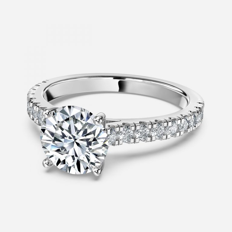 Round Diamond Band Engagement Ring