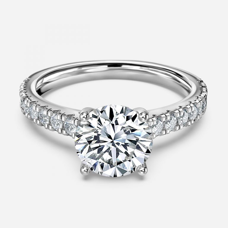 Round Diamond Band Engagement Ring