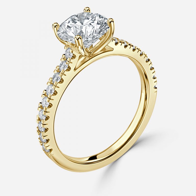 Round Diamond Band Engagement Ring