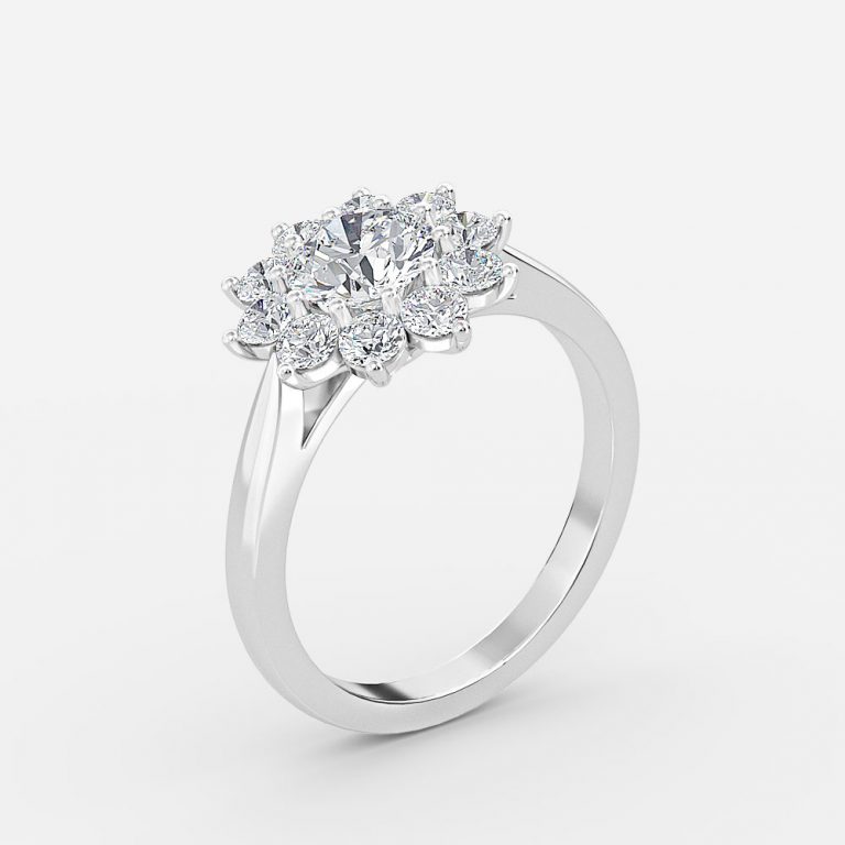 Round Cluster Engagement Ring