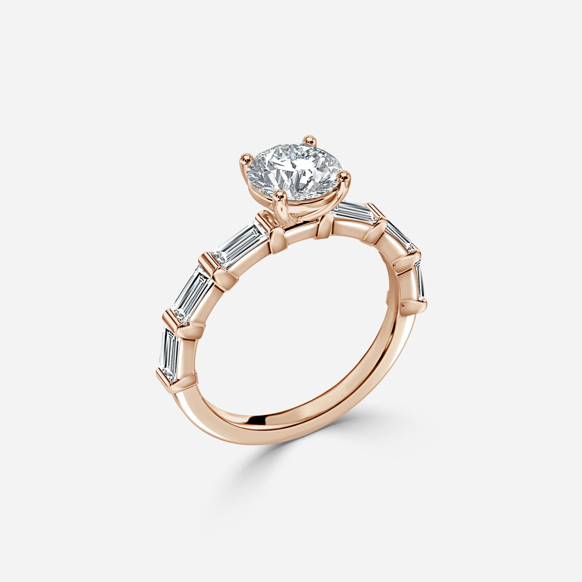 Round Diamond Band Engagement Ring