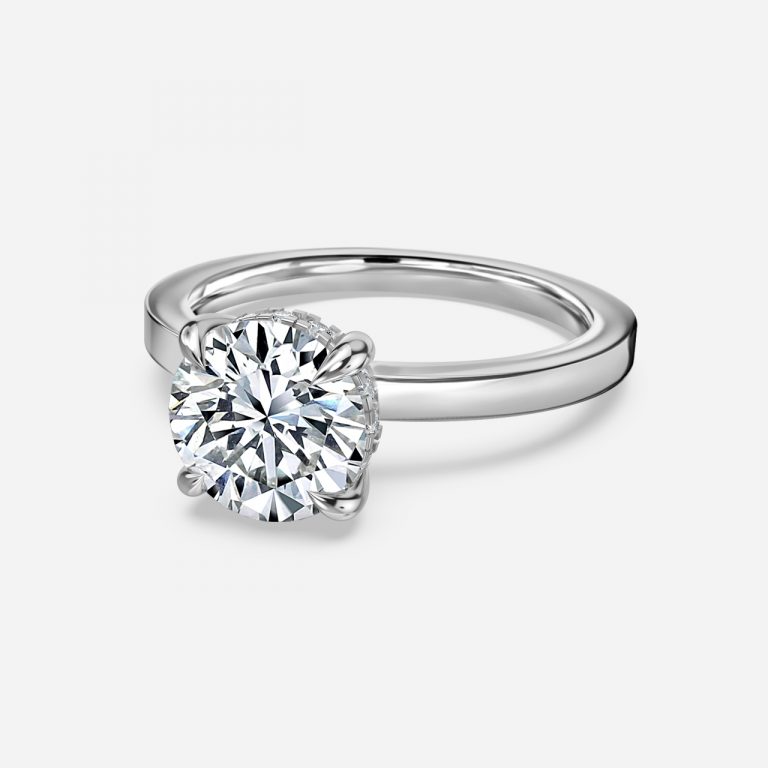 Round Hidden Halo Engagement Ring