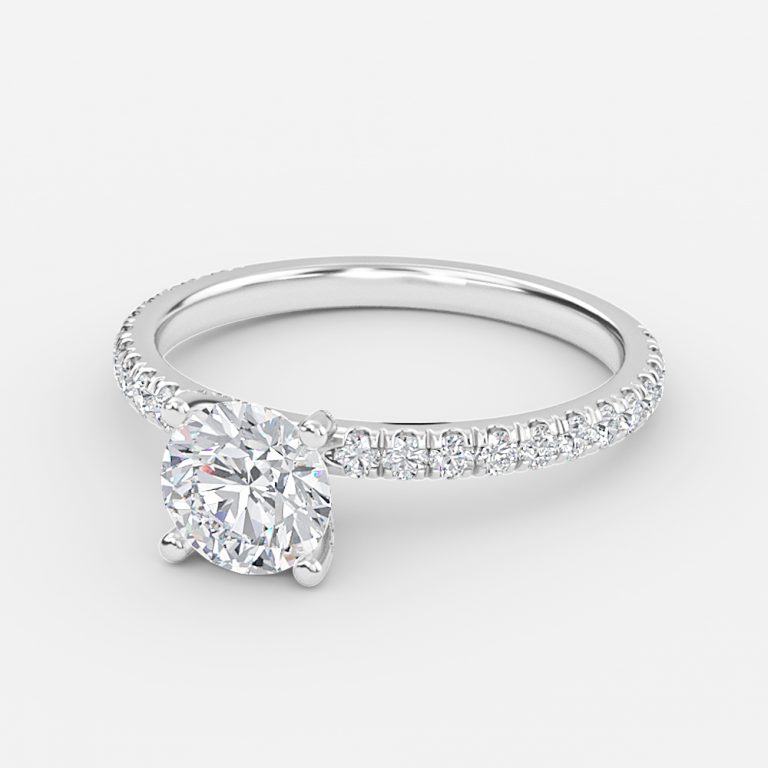 Round Diamond Band Engagement Ring