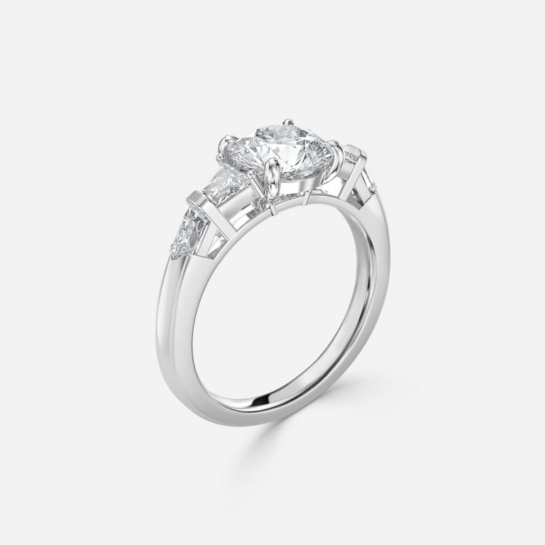 Round Three Stone Engagement Ring