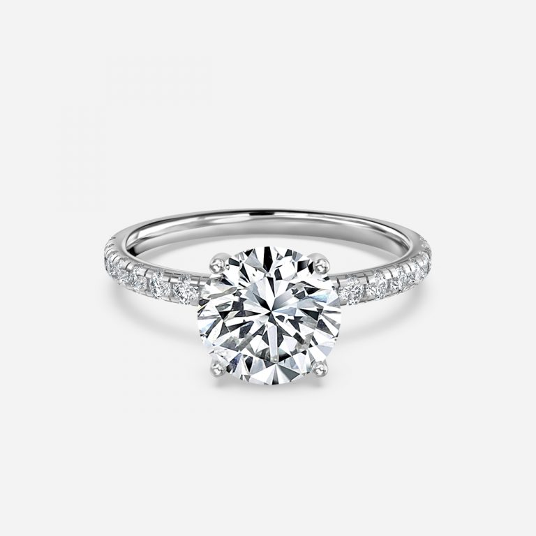 Round Diamond Band Engagement Ring
